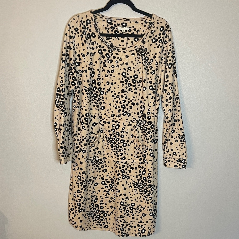 Anne Klein Leopard Print Long Sleeve Pajama